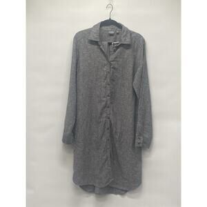 SOHO Street New York & Co Gray Linen Blend Shirt Dress Sz M Minimalist Lagenlook